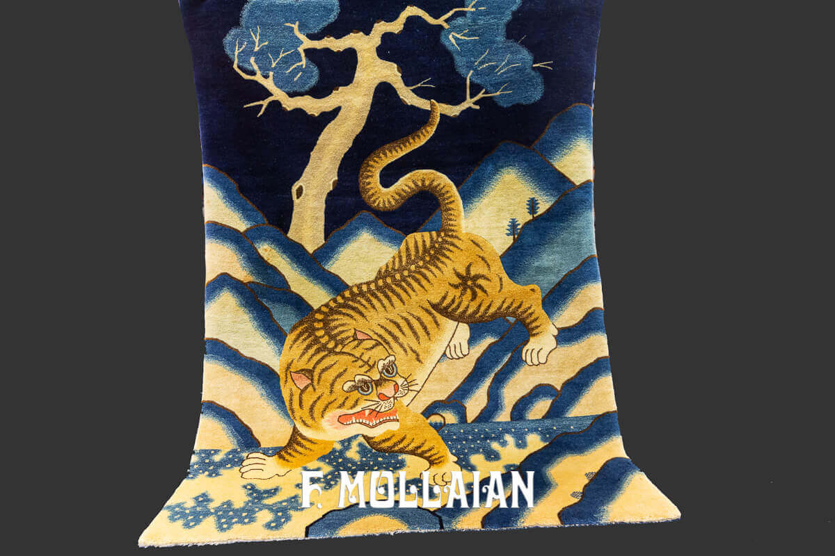 Antique Peking Tiger design pictorial Hand-knotted Rug n°:351408